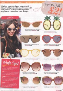 Pineapple and Heart- Shaped Sunglasses in Closer 12th July 2011