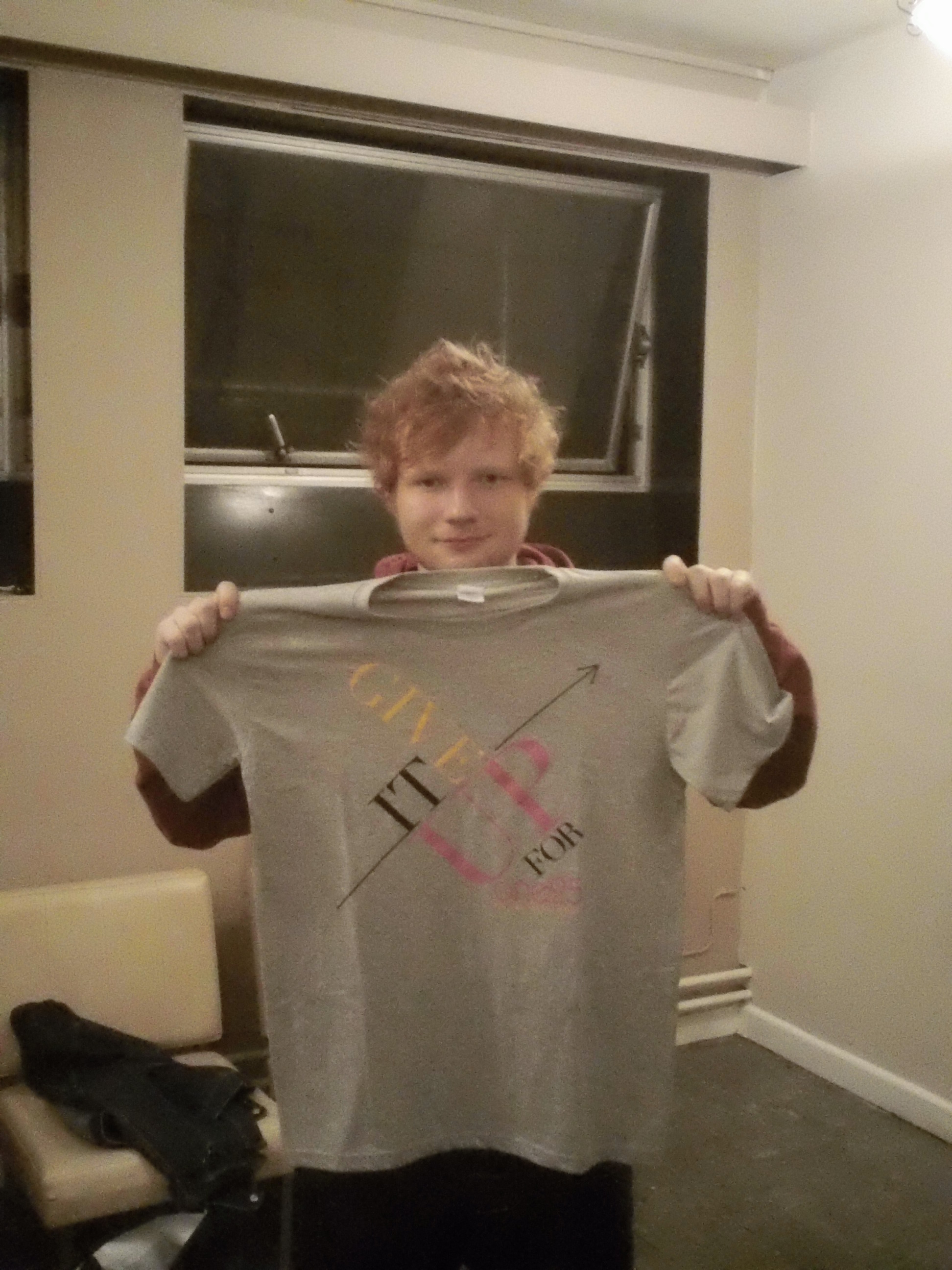Ed Sheeran showing his appreciation for the Give It Up for One25 campaign