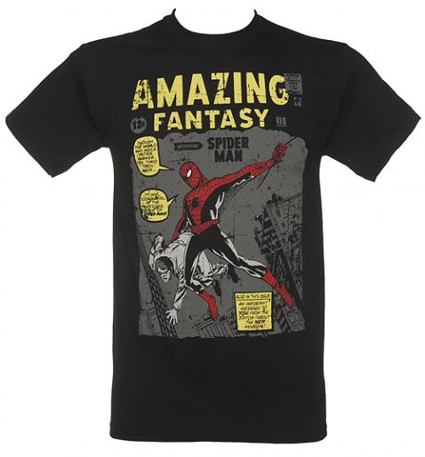 Men's Black Spiderman Amazing Fantasy Vintage Cover Print Marvel T-Shirt £17.99