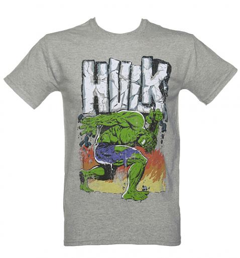 Men's Grey Marl Incredible Hulk Boulder Logo Marvel T-Shirt £17.99