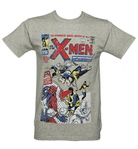 Men's Grey Marl X-Men Distressed Vintage Comic Cover Marvel T-Shirt £17.99
