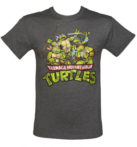 Men's Grey Marl Teenage Mutant Ninja Turtles Group T-Shirt £25.99