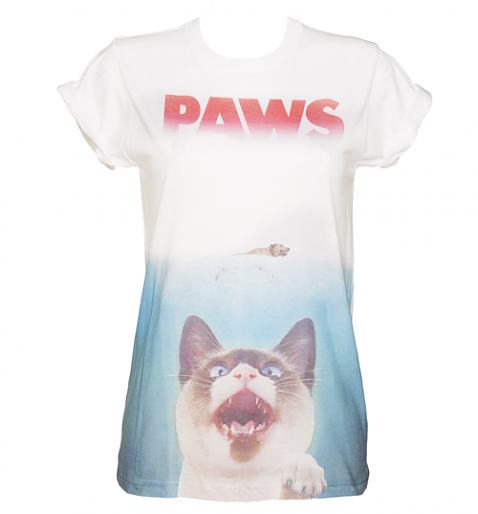 Ladies White Paws Sublimation Boyfriend T-Shirt £22.99 (also available for men)