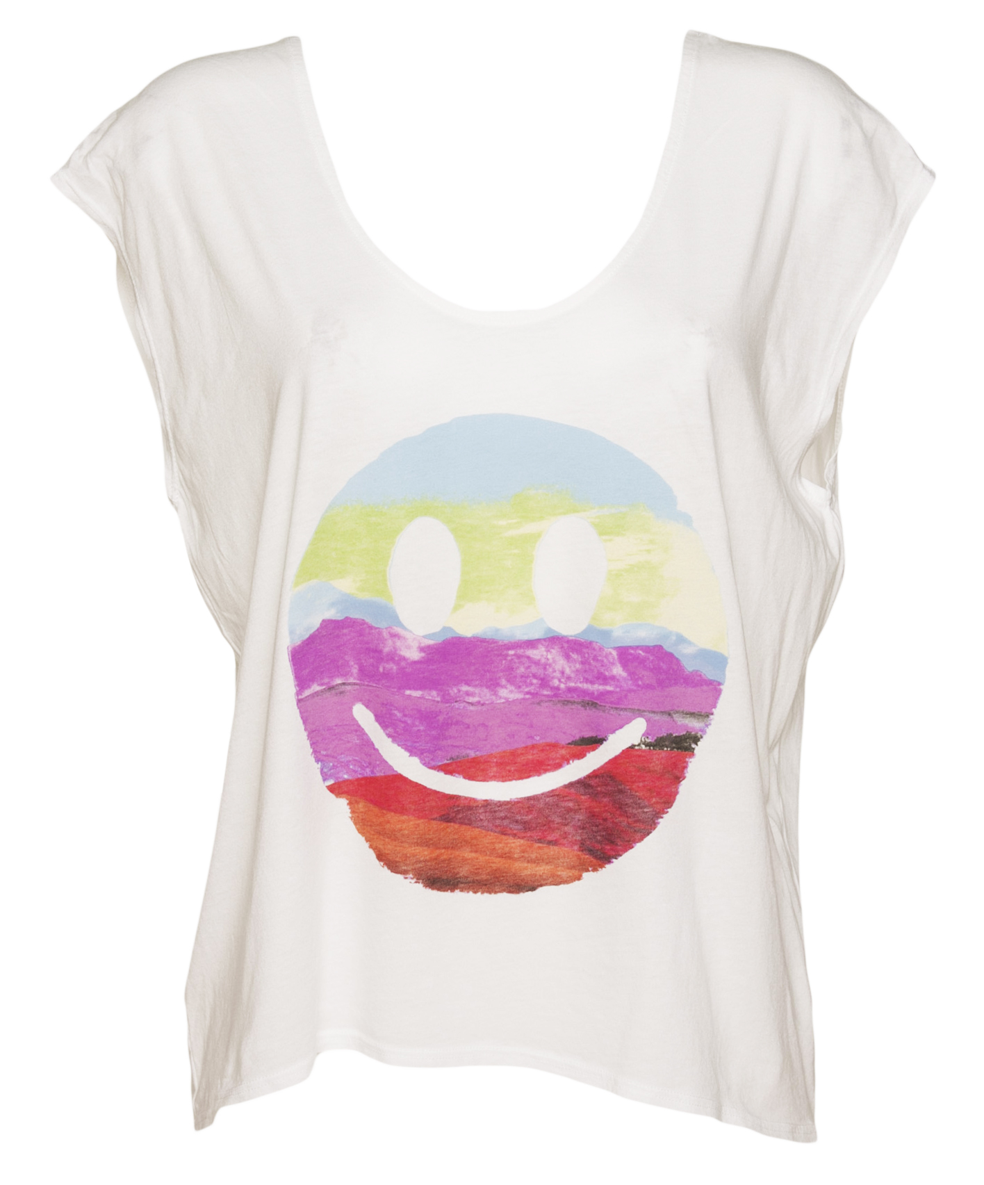 Ladies White Happy Face Scene Scoop Neck Slouch T-Shirt from Junk Food £26.99