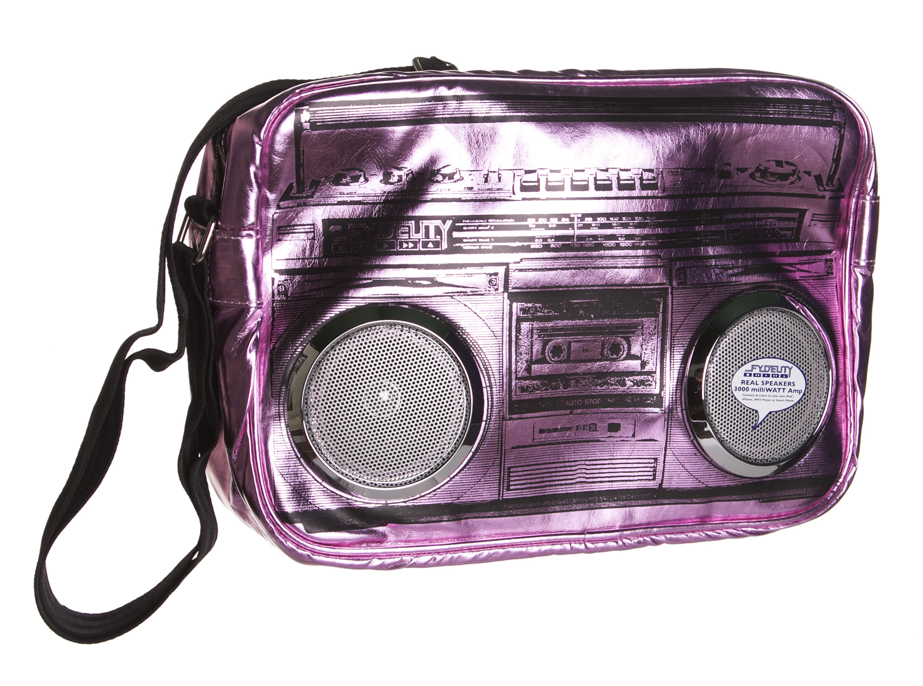 Pink Metallic Retro Boombox Shoulder Bag With Working Speakers £44.99