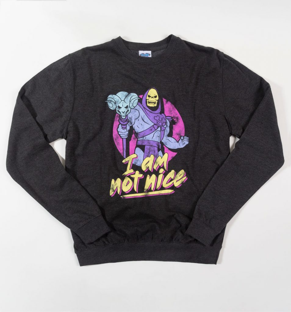 Skeletor I Am Not Nice Black Heather Sweater